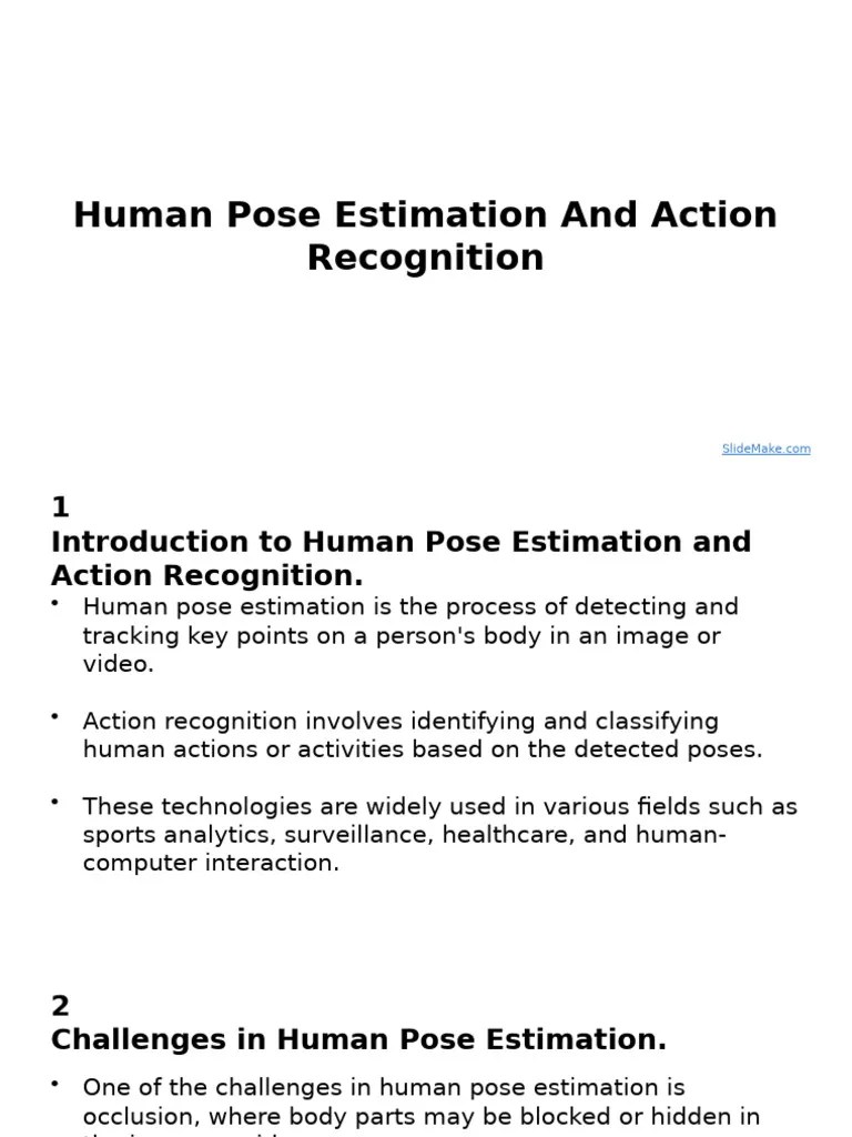 Human Pose Estimation And Action Recognition | PDF