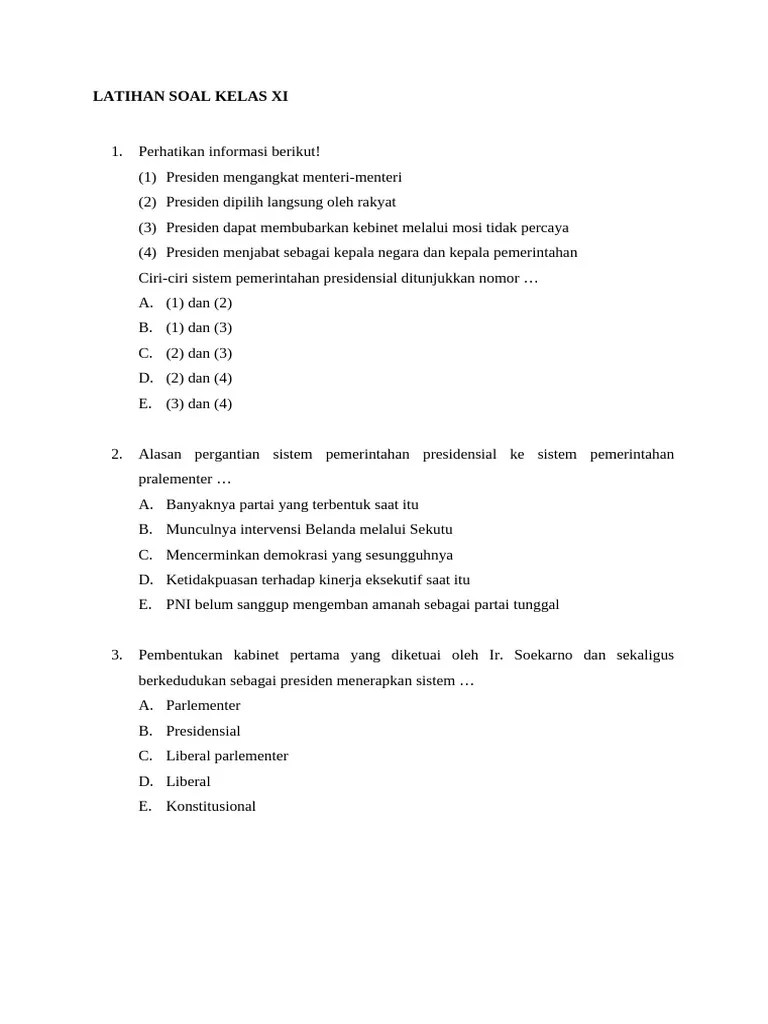 Latihan Soal Kelas Xi | PDF