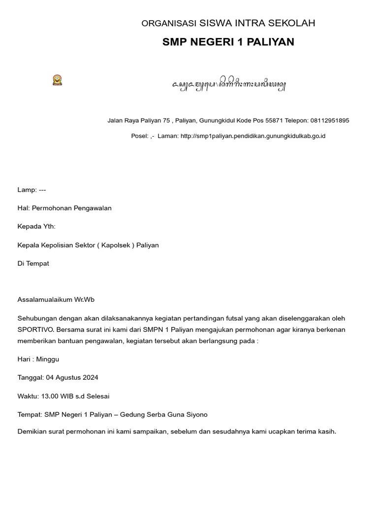 Surat Permohonan Pengawalan-1.Docx 20240803 093329 0000 | PDF