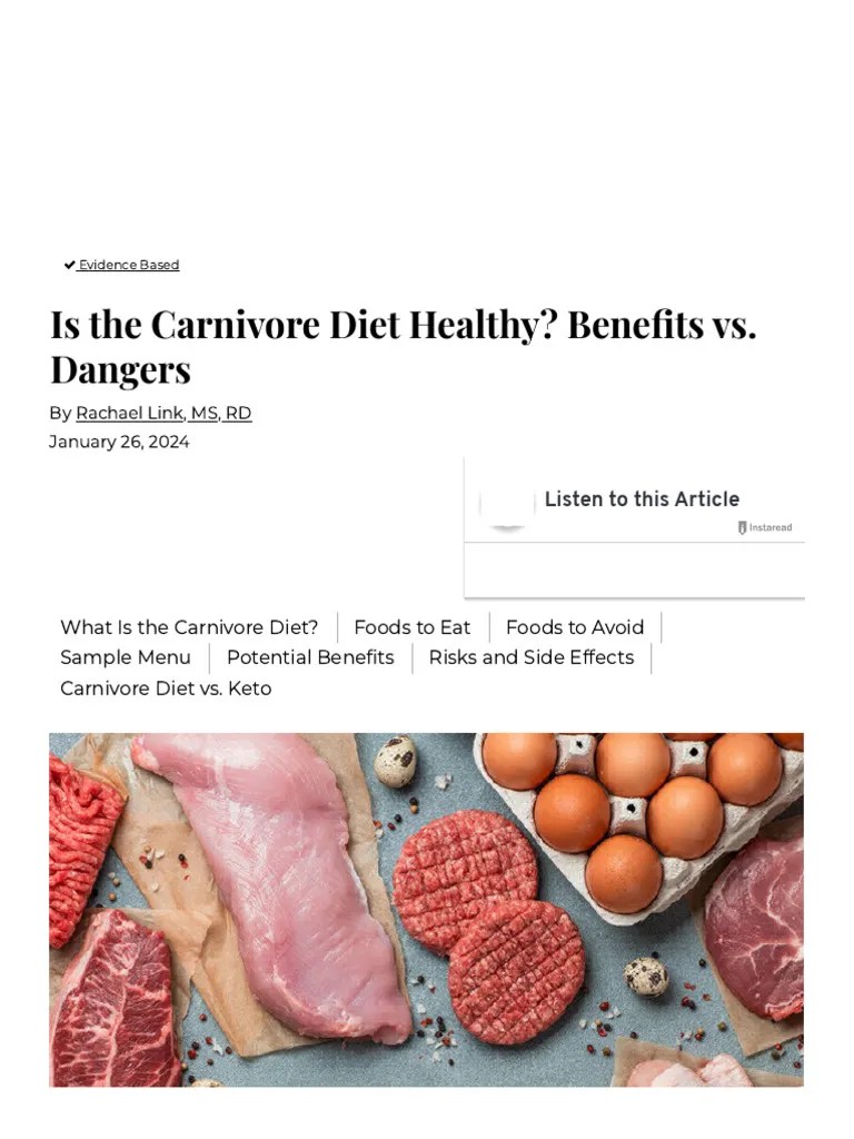 Carnivore Diet Benefits, Dangers And Food List - Dr. Axe | PDF