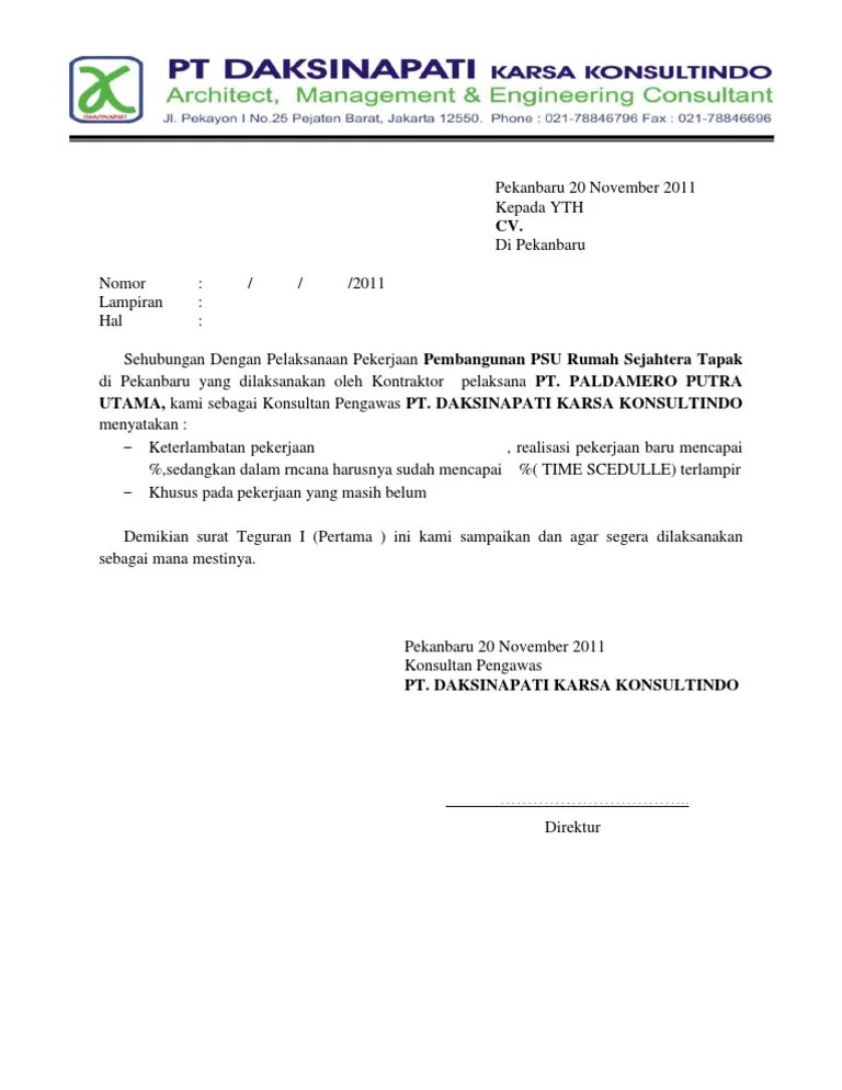Kumpulan Contoh Surat Teguran Proyek [Terbaru] 