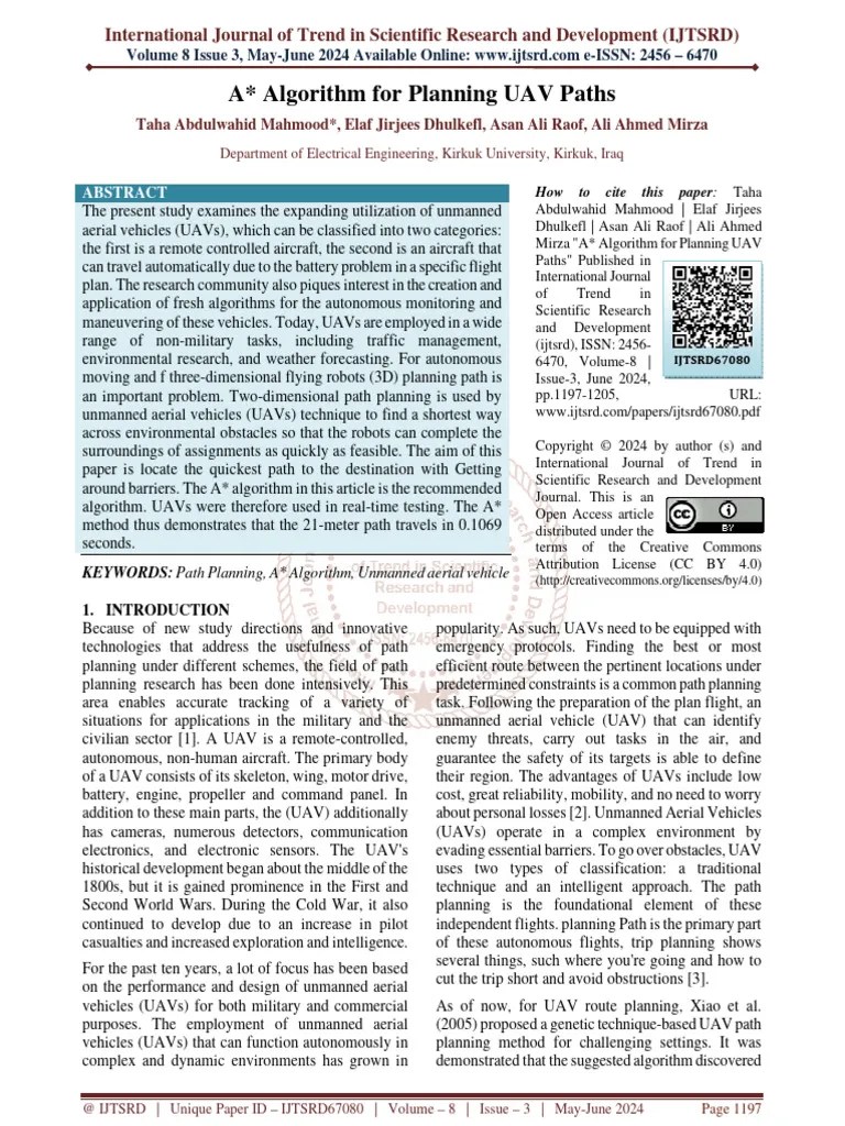 A Algorithm For Planning UAV Paths | PDF | Unmanned Aerial Vehicle ...