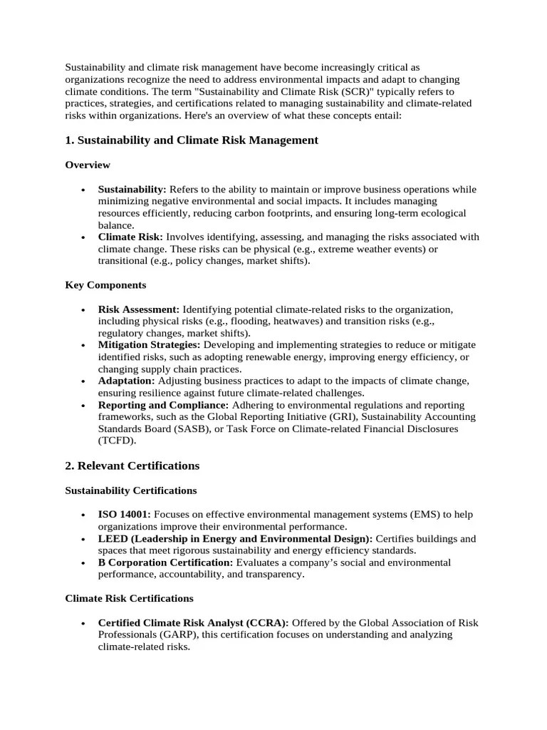 Sustainability And Climate Risk ECO | PDF