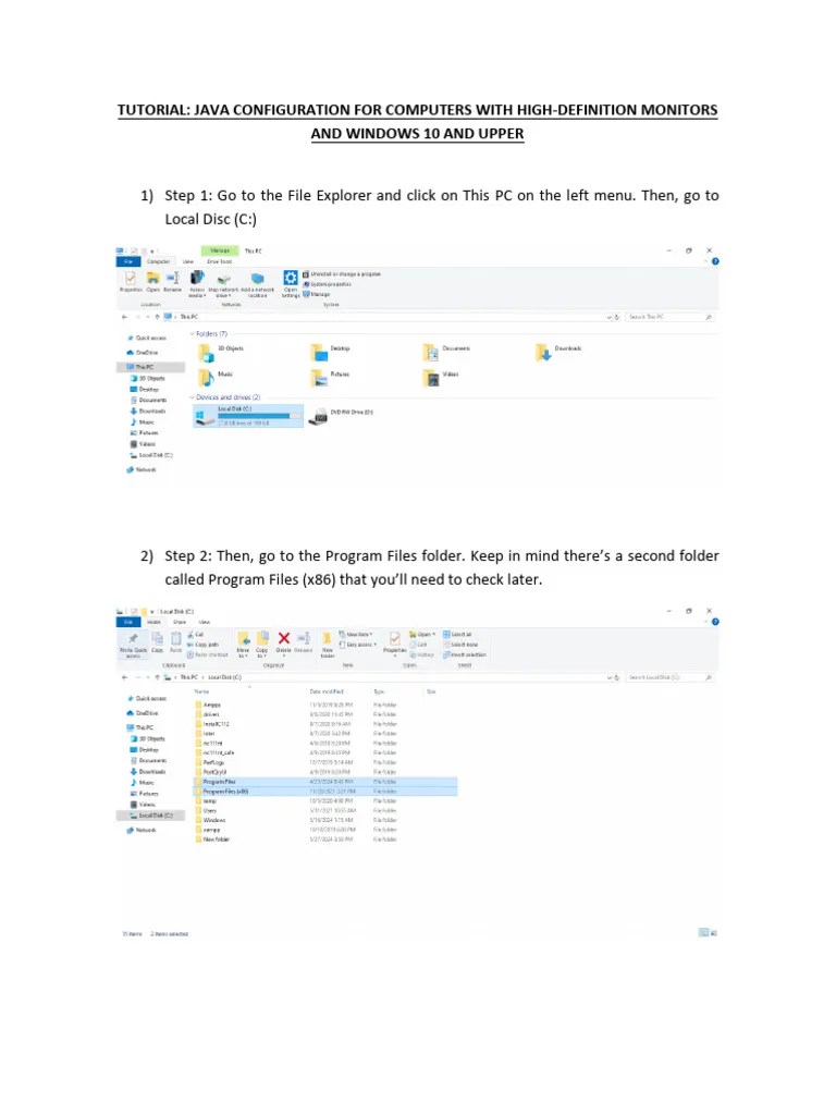 Tutorial Java Configuration For High-Definition Windows Computers | PDF