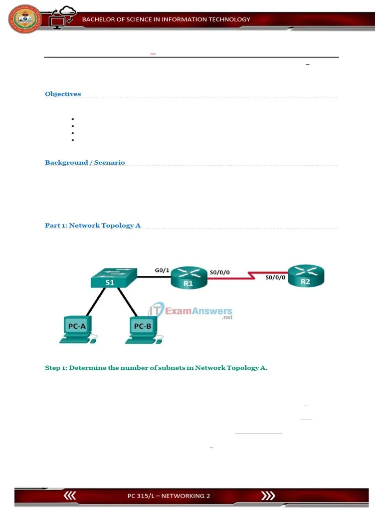 Subnetting Network Topologies Task | PDF | Computer Network | Ip Address