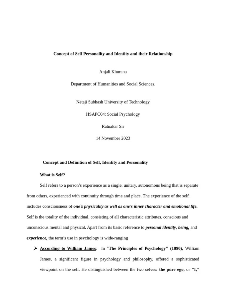 Relationship Between Self And Identity | PDF