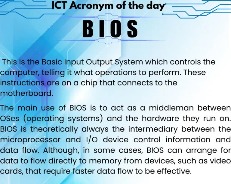 This Is The Basic Input Output System Which Controls The Computer ...