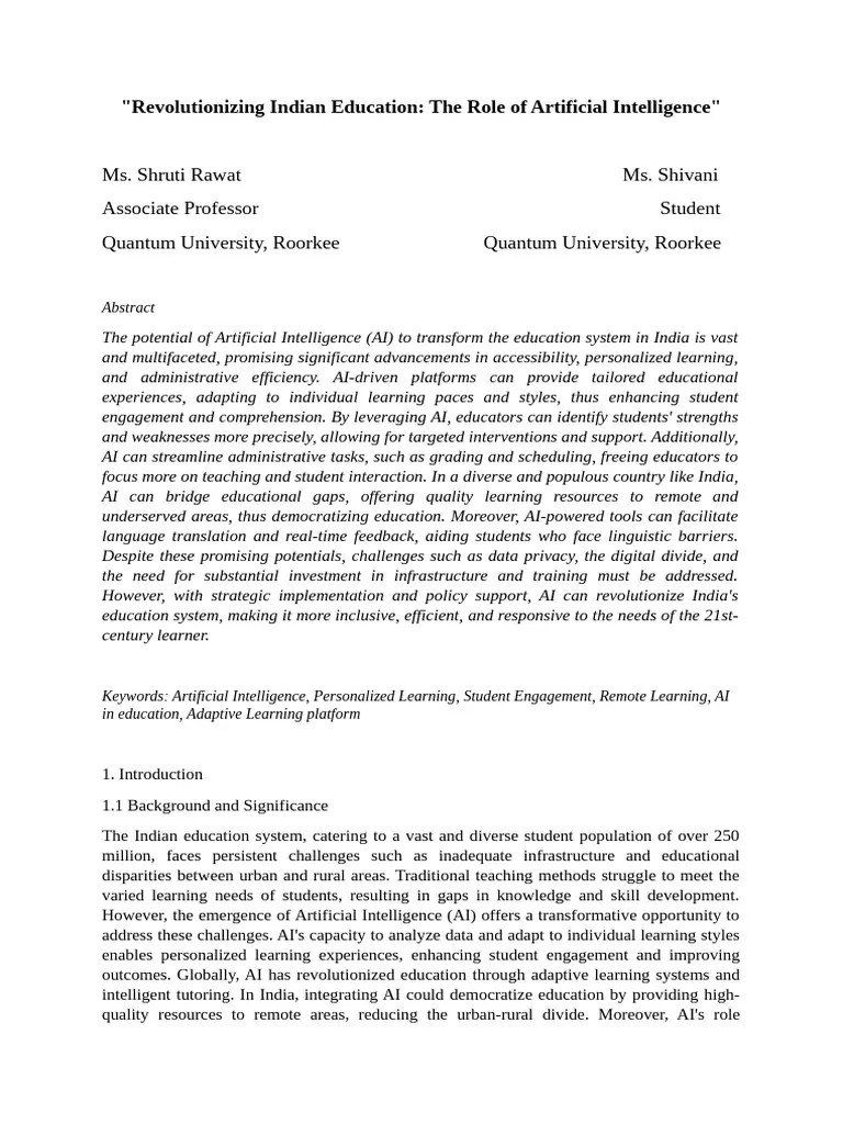 Revolutionizing Indian Education | PDF | Artificial Intelligence | Intelligence (AI) & Semantics