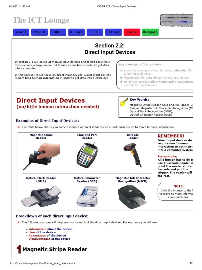 IGCSE ICT - Direct Input Devices | PDF | Barcode | Optical Character ...