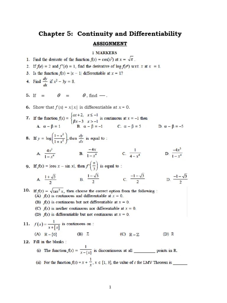 Chapter 5 Continuity And Differentiability-3 | PDF