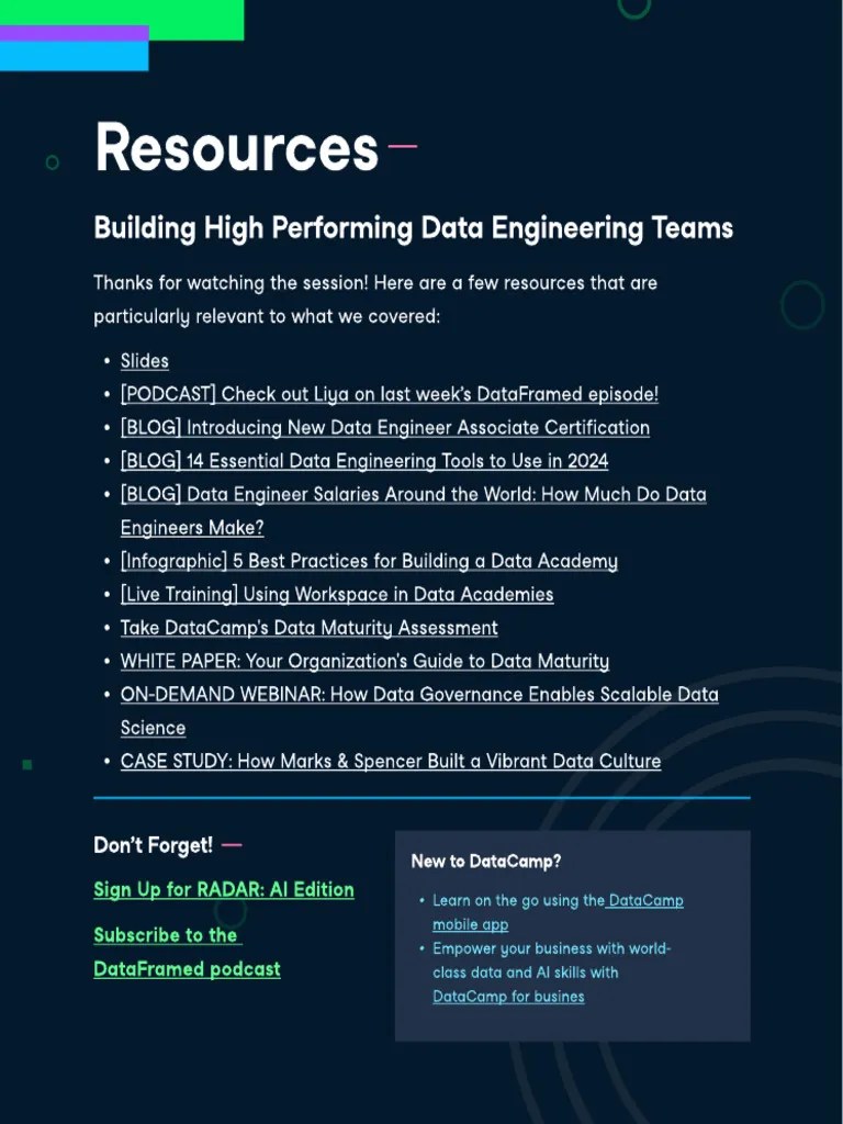 Resources - Building High Performing Data Engineering Teams | PDF