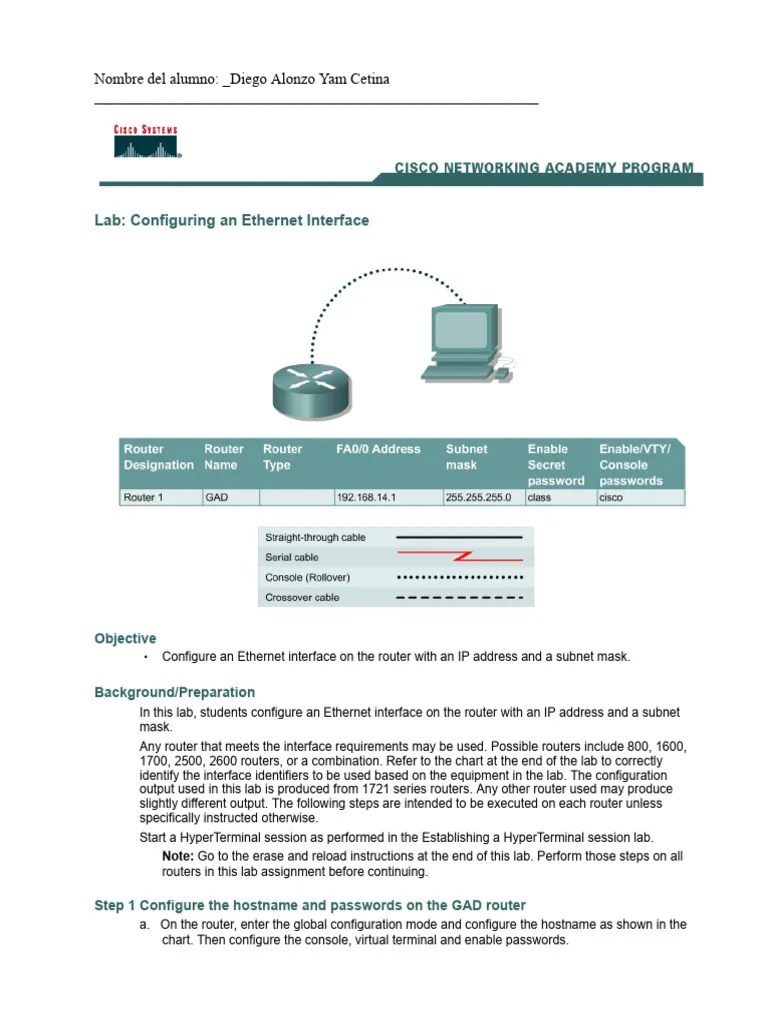 Lab - 7 - Configuring An Ethernet Interface | PDF