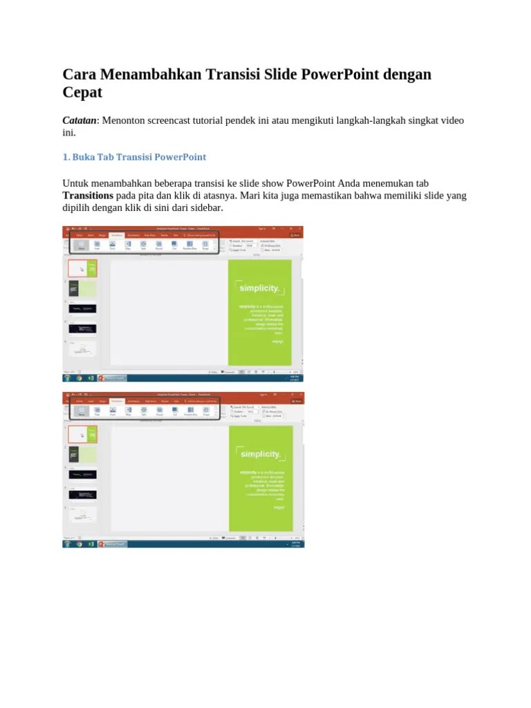 Cara Menambahkan Transisi Slide | PDF