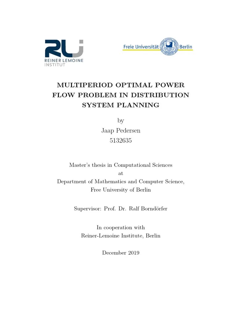 Multiperiod Optimal Power Flow Problem In Distribution System Planning ...