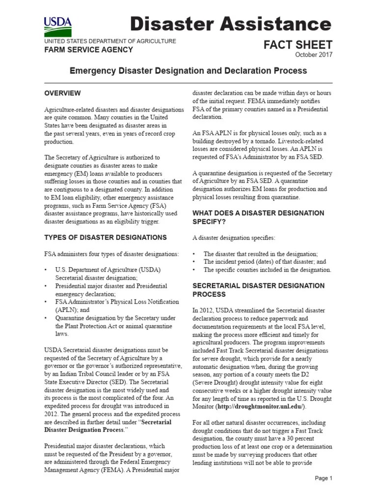 Emergency Disaster Designation And Declaration Process | PDF | Natural Disasters | United States ...