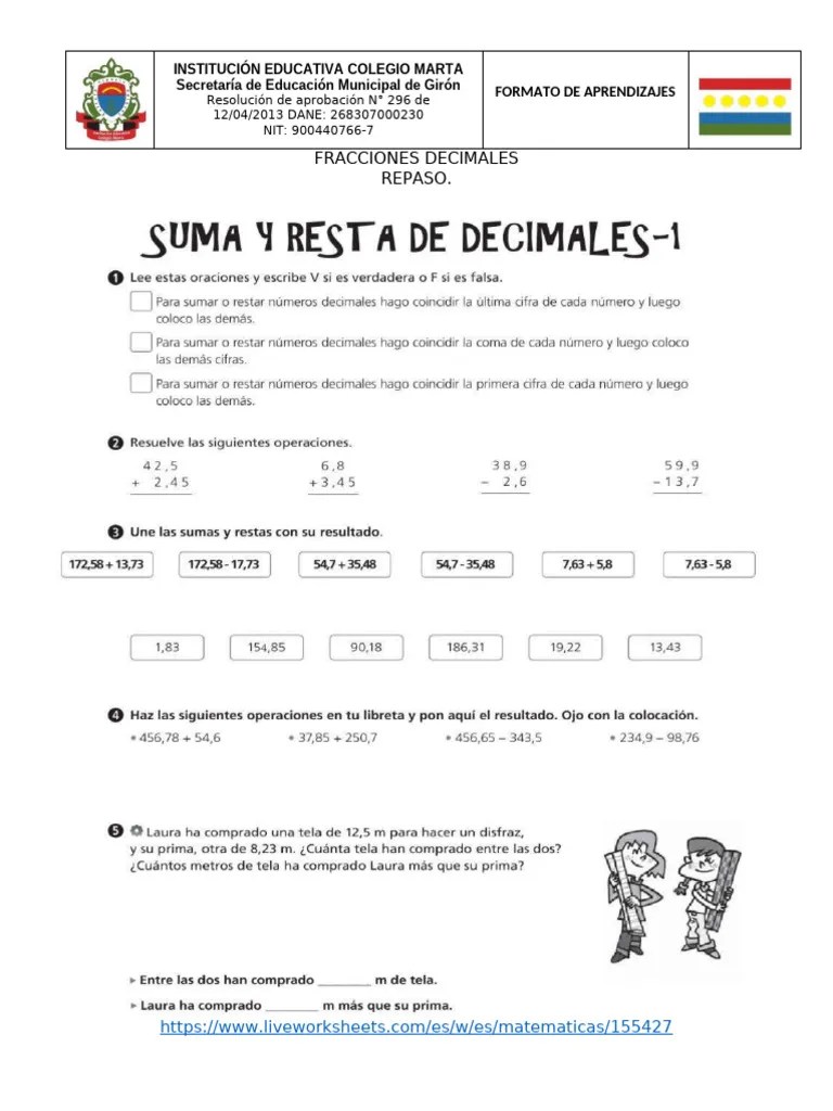 GUIA MATEMATICAS GRADO QUINTO | PDF