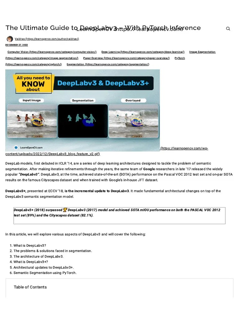 Semantic Segmentation - The Ultimate Guide To DeepLabv3 - With PyTorch ...