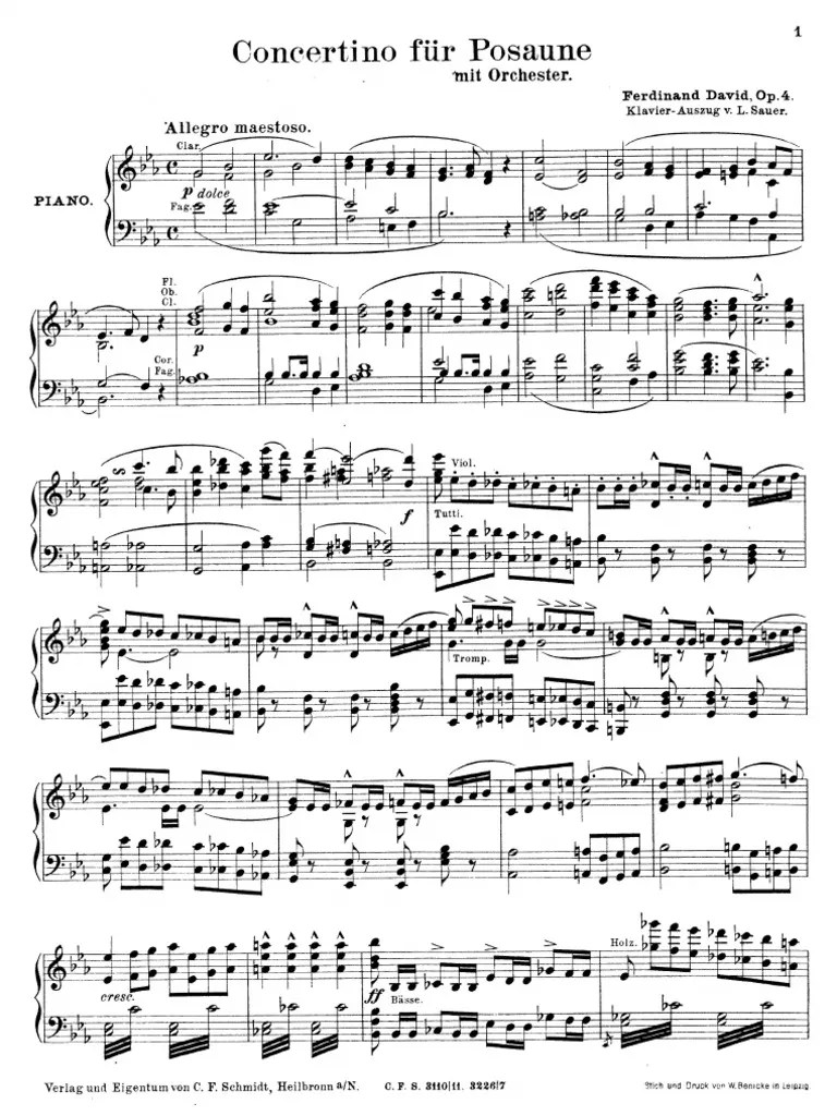 IMSLP903273-PMLP486234-Ferdinand David Trombone Concerto Piano Score | PDF