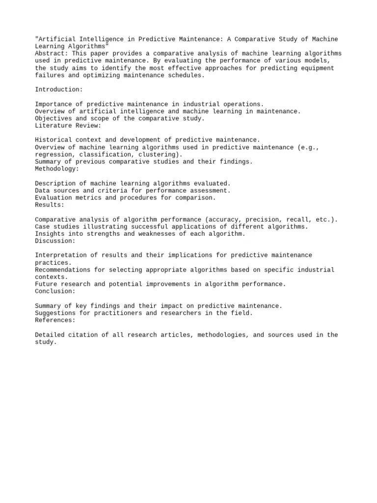 Artificial Intelligence In Predictive Maintenance | PDF