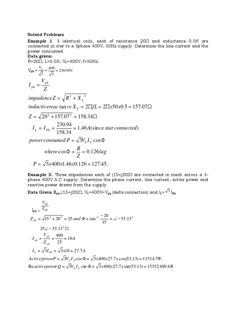 3 - PHASE Solved Problems | Download Free PDF | Ac Power | Physical Quantities
