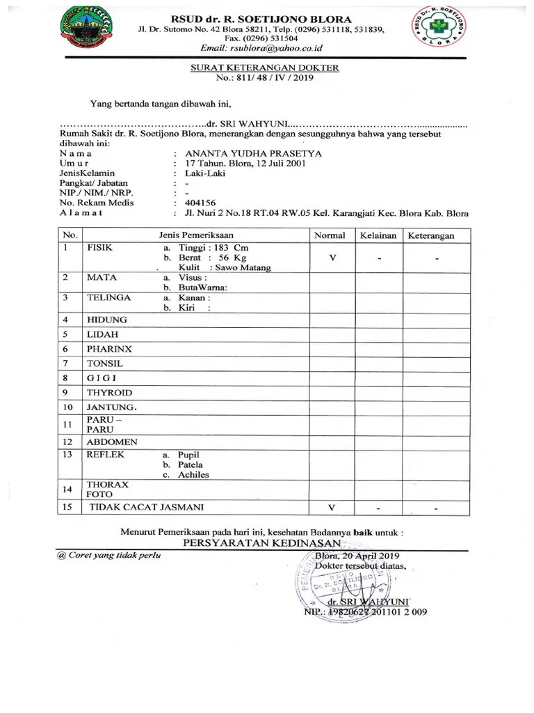 Surat Keterangan Dokter | PDF