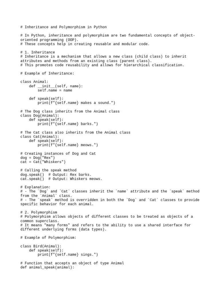 Python Inheritance Polymorphism | PDF