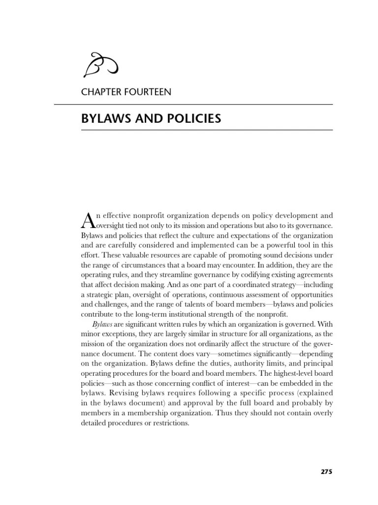 The - Handbook - Of - Nonprofit - Governance - Ch.14 - Bylaws And ...