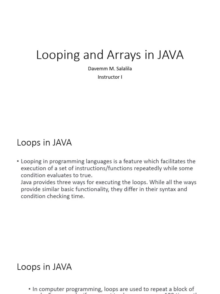 Lesson 6 - Looping And Arrays In JAVA | PDF