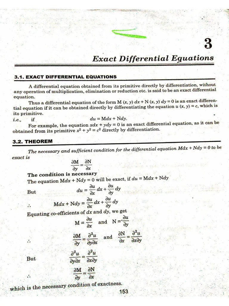 Exact Differential Equations (1) | PDF