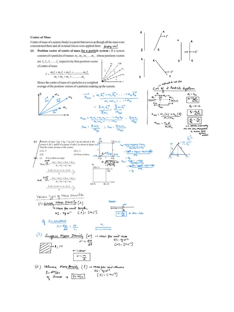Centre Of Mass Notes | PDF