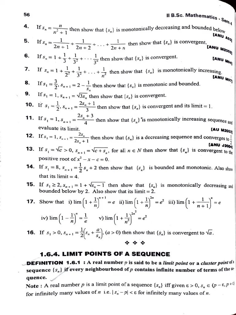 Limit Points Of A Sequence | PDF