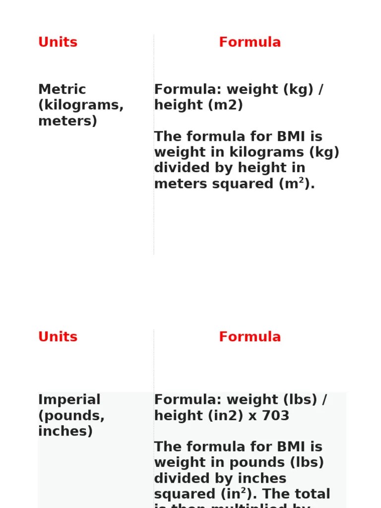 Bmi Formula | PDF