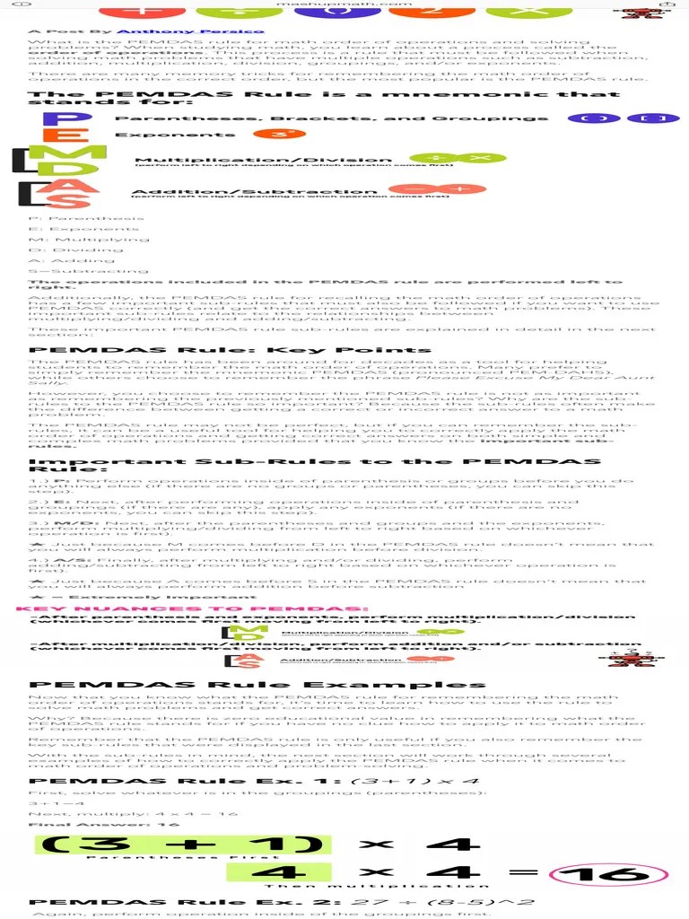 The PEMDAS Rule Explained! (Examples Included) | PDF