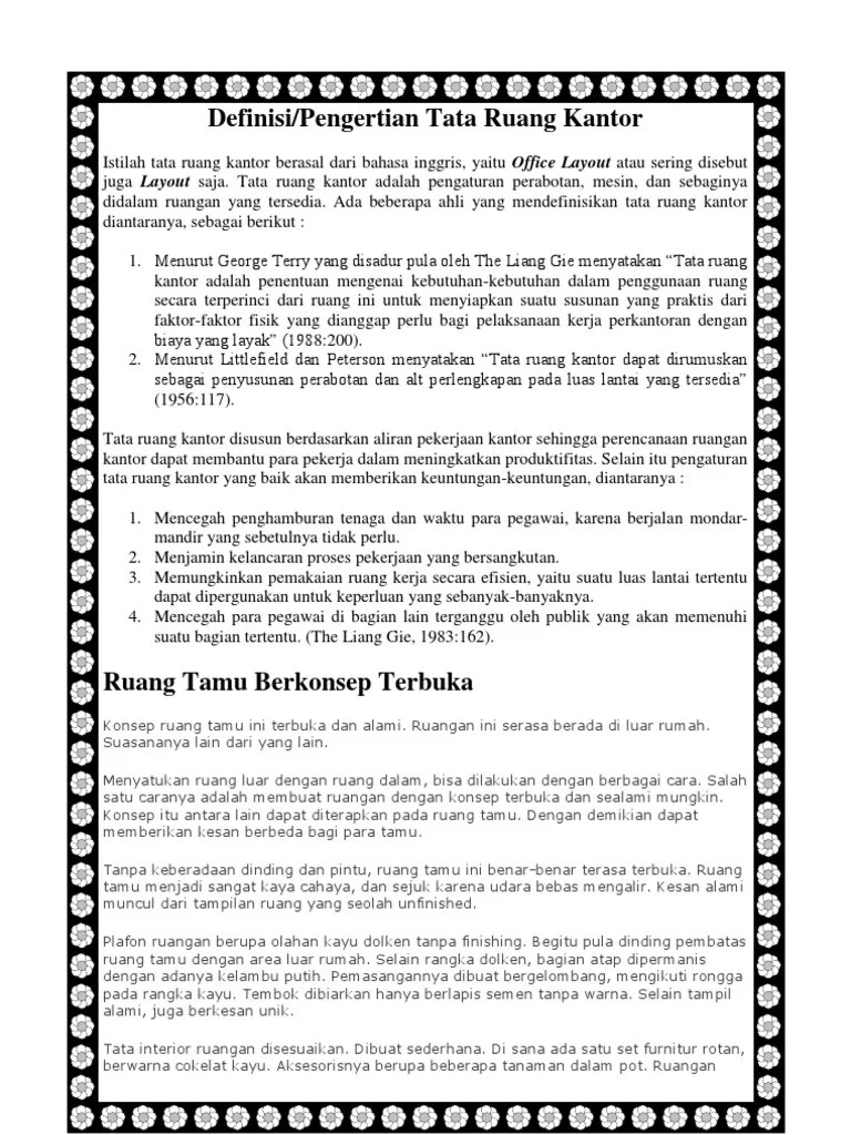 Jelaskan Pengertian Tata Ruang Kantor Menurut Gr Terry - Berbagai Ruang