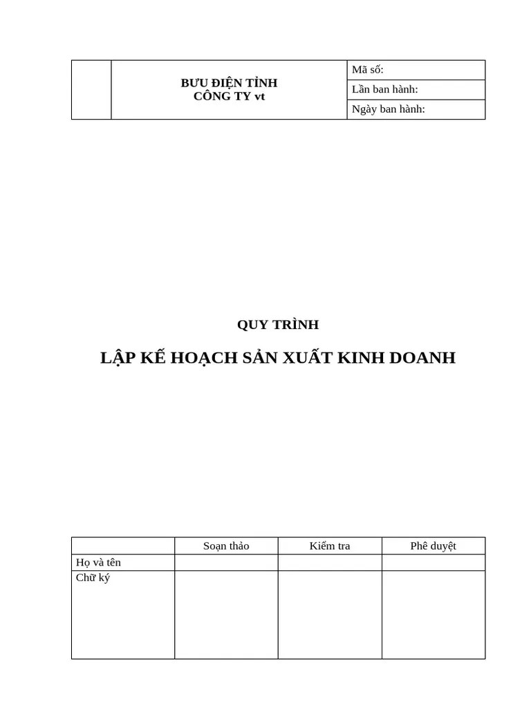 Quy Trinh Lap KHSXKD | PDF