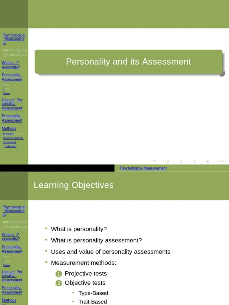 Week 10. Personality And Its Assessment | PDF