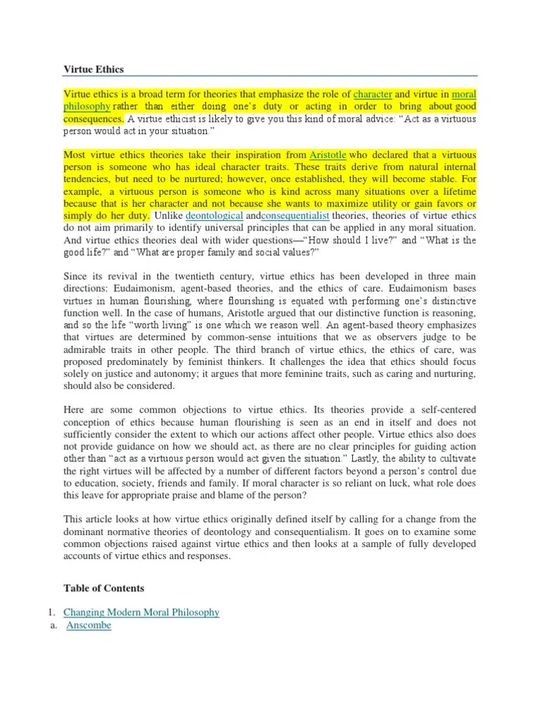 Virtue Ethics | PDF | Virtue Ethics | Virtue