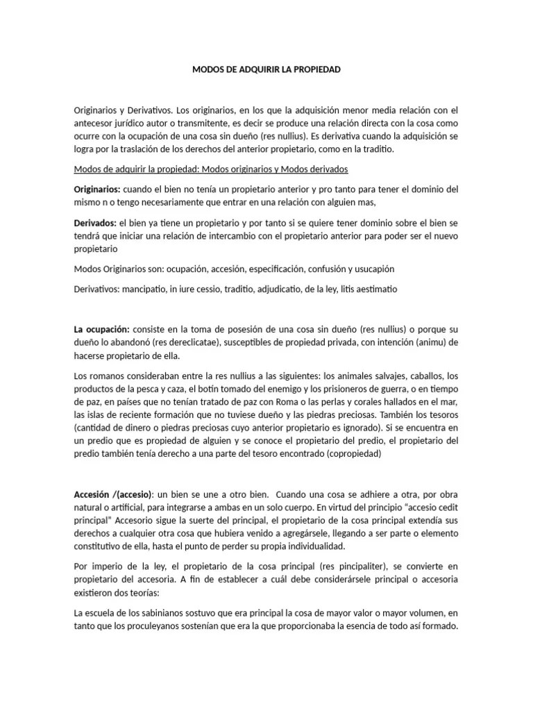 Modos De Adquirir La Propiedad | PDF