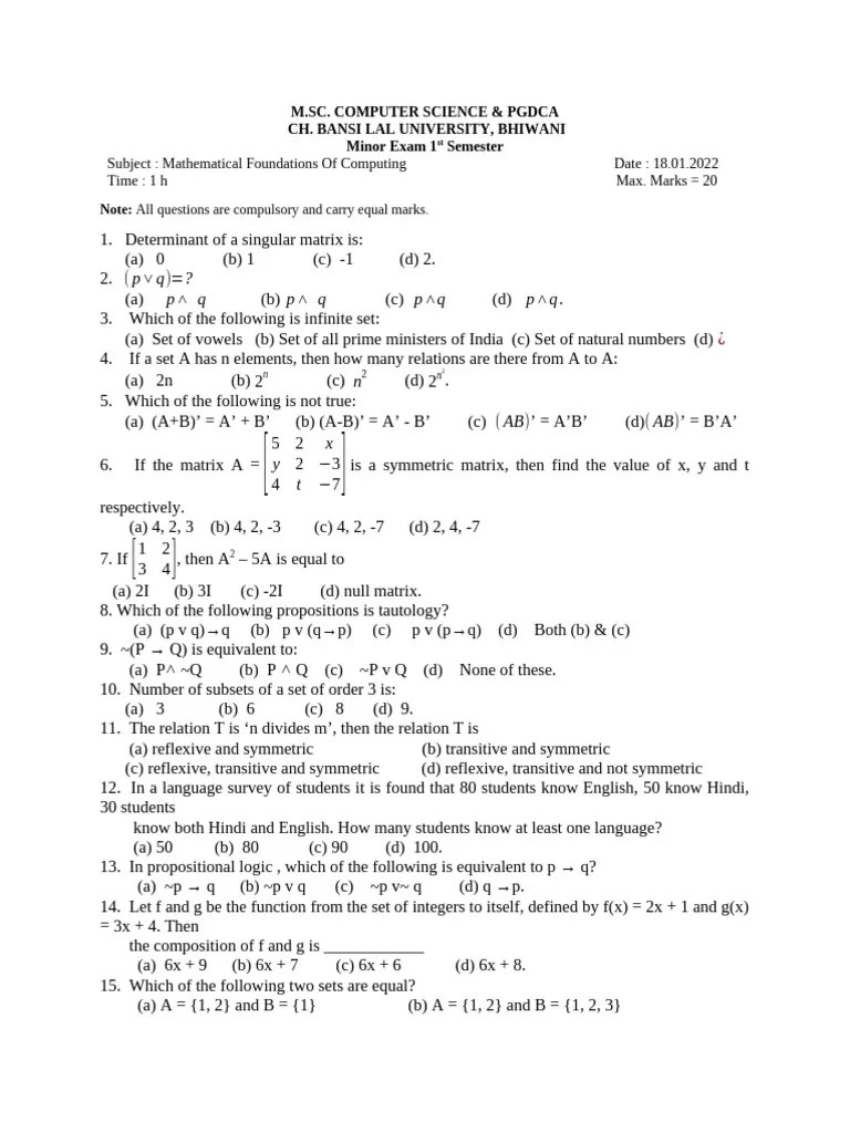 Foundations Of Computer Science Minor | PDF