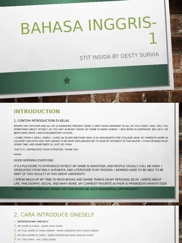 Bahasa Inggris-1 Introduction | PDF