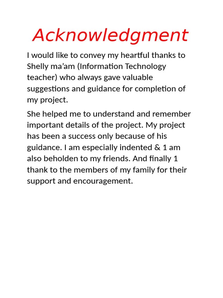 Acknowledgment Project It | PDF