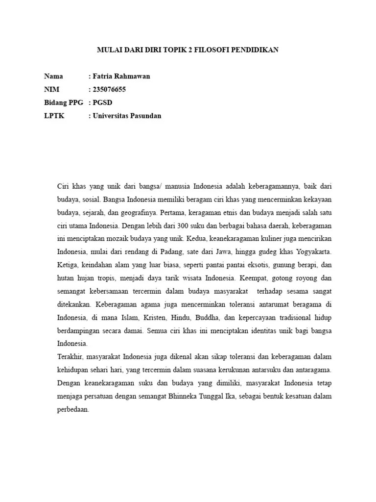 Mulai Dari Diri - Filosofi Pendidikan Indonesia | PDF