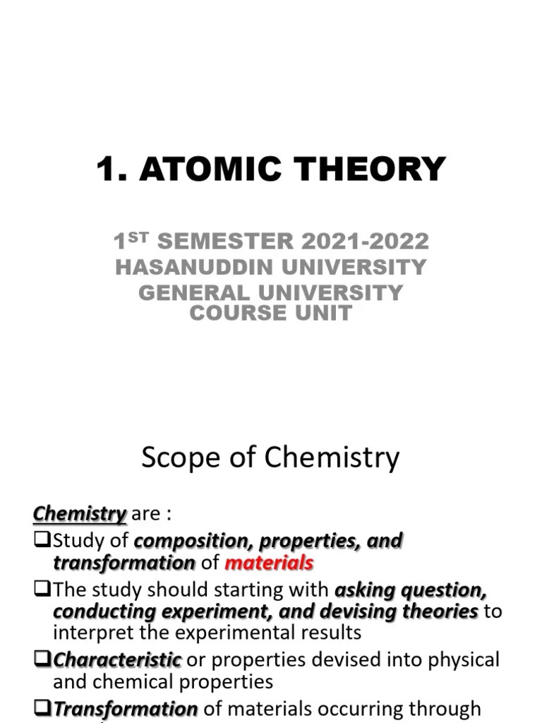 1.ATOMIC THEORY | PDF