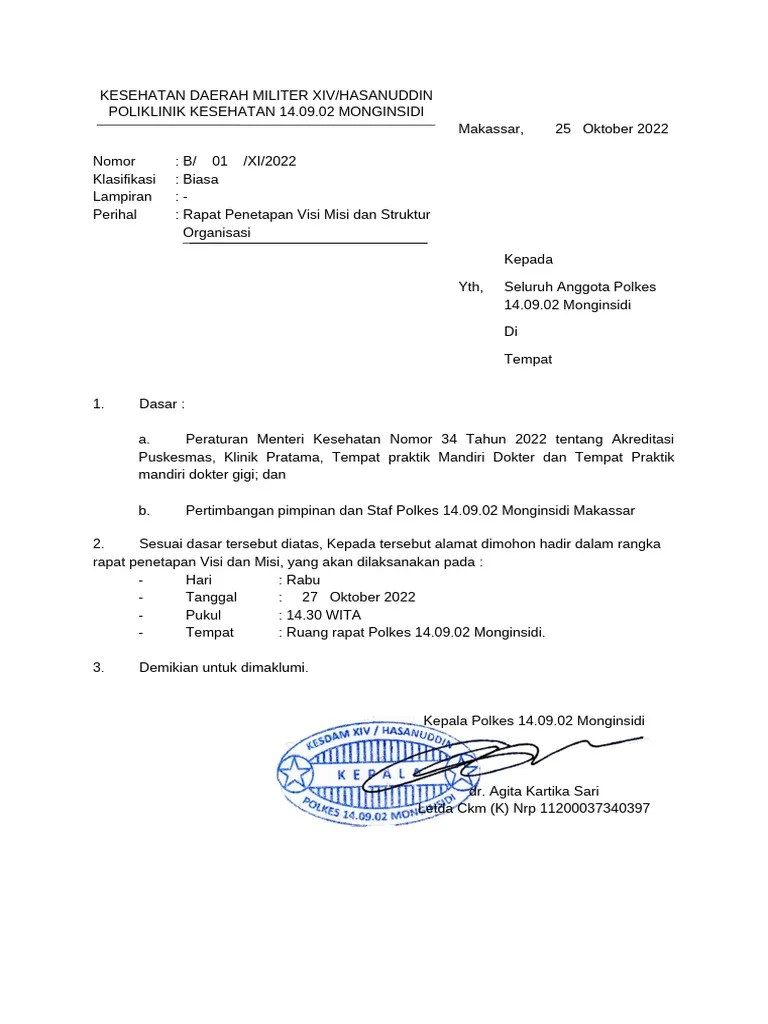 5. UNDANGAN PENETAPAN VISI MISI Dan STRUKTUR ORGANISASI FKTP 14.09.02 Monginsidi | PDF