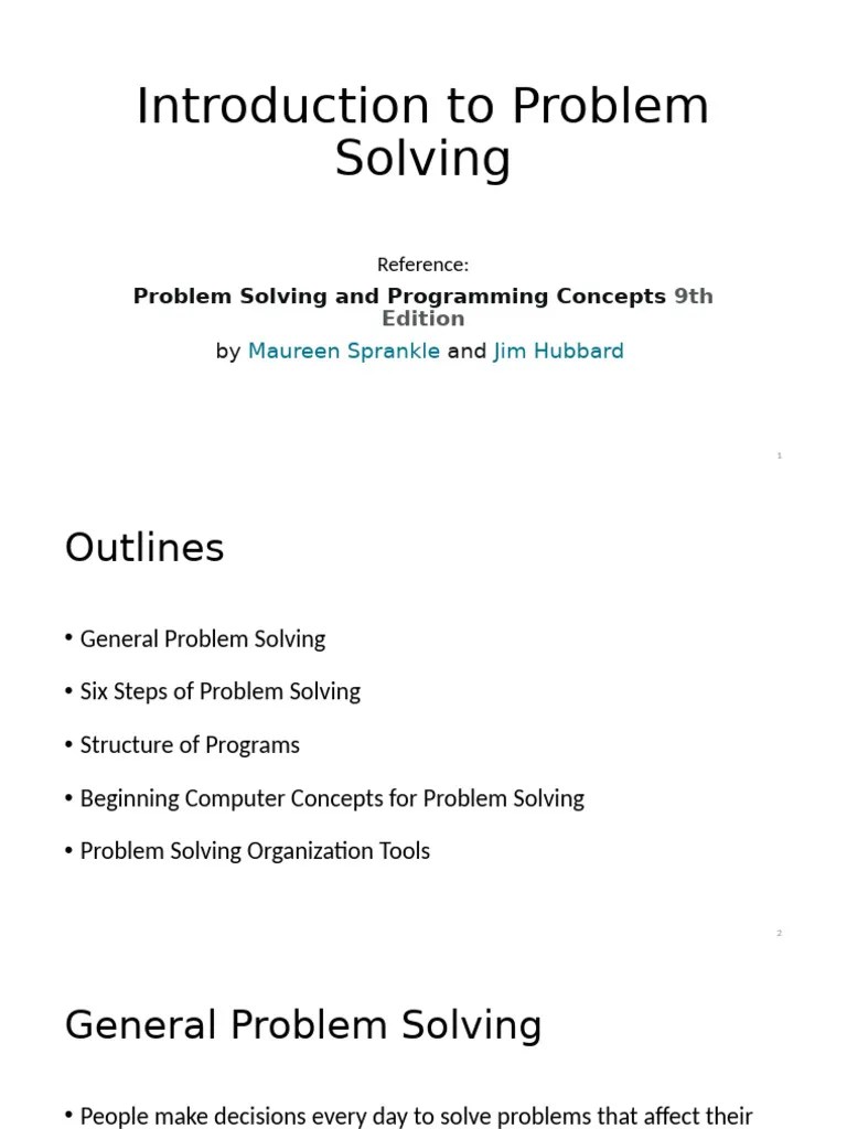 02 Introduction To Problem Solving | PDF | Algorithms | Variable ...
