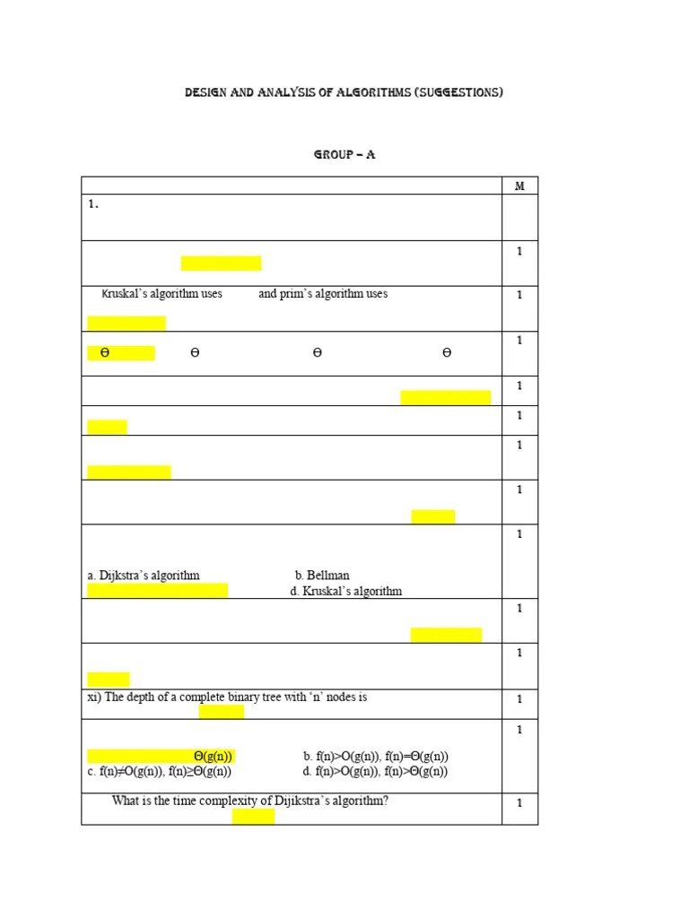 Design And Analysis Of Algorithms | PDF | Combinatorics | Teaching ...