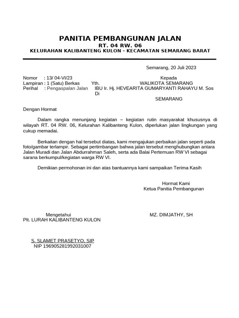 Permohonan Pengaspalan Jalan | PDF