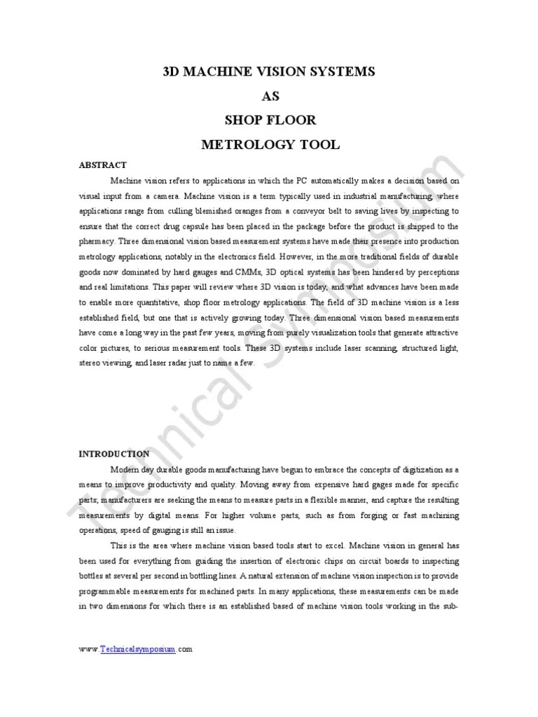 3d Machine Vision Systems | PDF