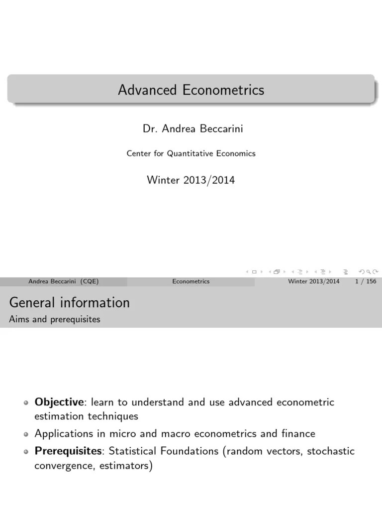 Advanced Econometrics (PDFDrive) | PDF | Ordinary Least Squares ...